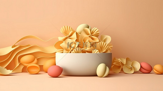 明信片印刷品的简约设计，以甜蜜的节日甜点和 3D 插图法式面食为特色