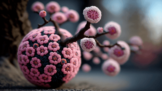 粉色的樱花树背景图片_花卉樱花编织美丽背景