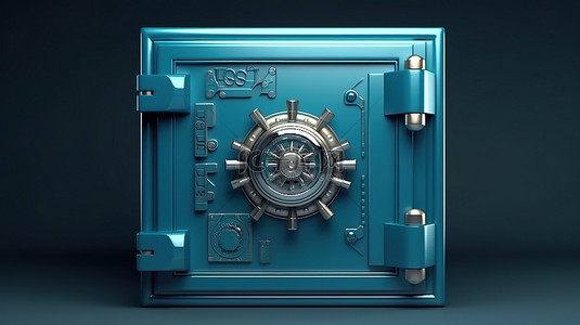 带密码锁的锁定保管箱的安全 3D 渲染，用于保管贵重物品