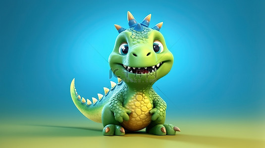 可爱俏皮的恐龙 3D 卡通渲染