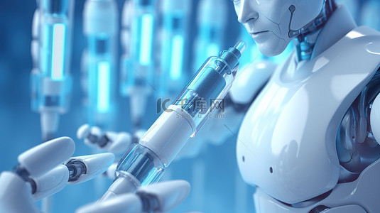 手术技术背景图片_机器人助手注射的创新医疗技术 3D 渲染