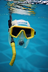 面罩背景图片_带呼吸管的面罩在水中