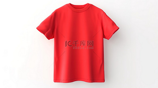 男士t恤背景图片_白色背景 3D 渲染红色 T 恤，有足够的空间供您自己设计