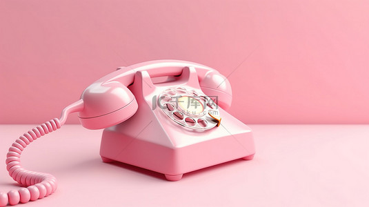手机摄像头背景图片_3D 渲染粉红色手机在孤立的柔和背景上的插图