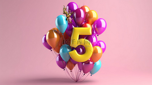 3d 渲染一堆气球，编号 55，用于节日庆祝活动
