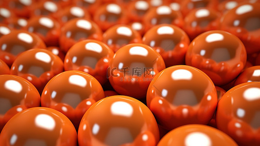 具有渐变大小的各种航空航天橙色 3d 球体的抽象背景
