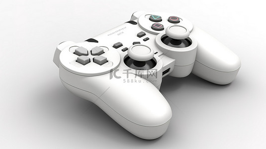 下一代游戏控制器在干净的白色背景上进行 3d 渲染