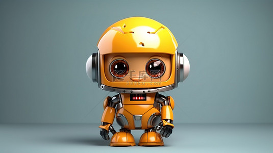 可爱的机器人背景图片_3D 渲染场景中的工程师角色和可爱的人工智能机器人