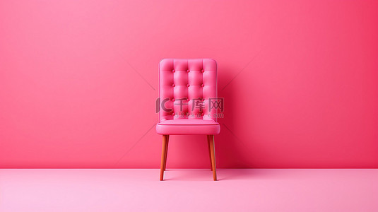 玫瑰色背景上光滑的红色椅子代表企业招聘和职位空缺 3D 插图