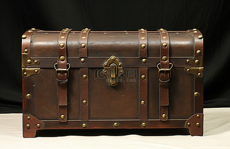 棕色的行李箱里面有几个铆钉