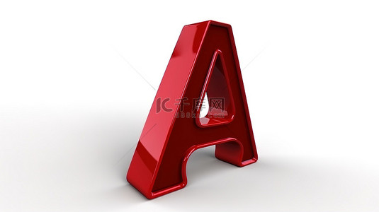 白色背景与红色字母 a 的 3d 渲染