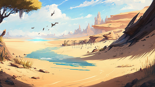 游戏背景图片_游戏黄色天空沙漠