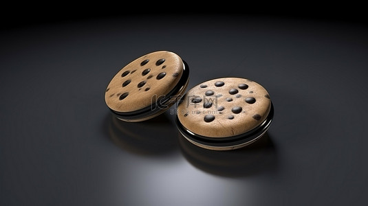 自制美食背景图片_3d 在灰色背景上呈现最小 cookie 图标符号