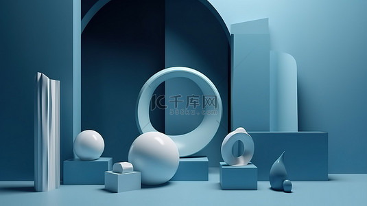 用于 3d 产品展示模拟场景的蓝色主题抽象背景