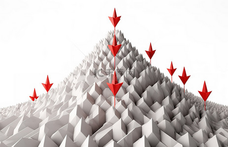 美式png背景图片_红色箭头通向白色金字塔成功符号设置自由商业概念公司成长