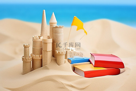 沙堆png背景图片_书籍 玩具 沙堡 海滩 照片