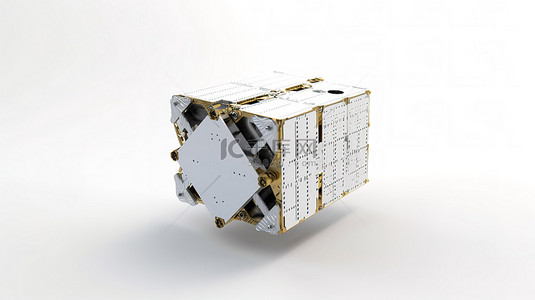 cubesat 的白色背景 3d 渲染