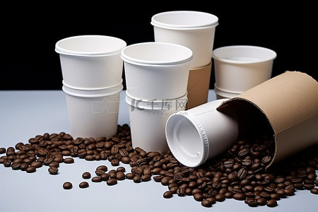 咖啡机和咖啡豆背景图片_咖啡杯咖啡研磨机和咖啡豆