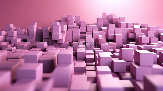 粉色圆柱背景图片_3D 渲染中最小紫色背景上的几何粉红色形状