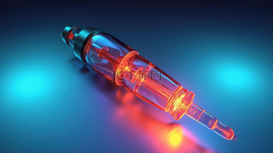 3D 渲染注射器和疫苗安瓿的插图