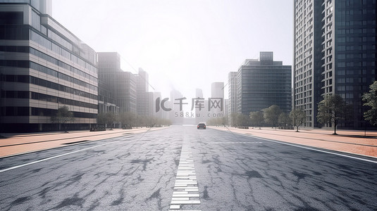 个人名片建筑背景图片_沥青路上现代建筑的城市景观 3D 渲染