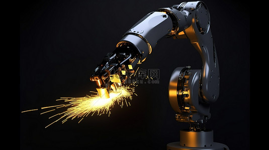 人手机械臂背景图片_3d 渲染中的机器人手或焊接机器人手臂