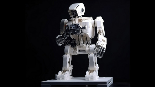 家用机器人背景图片_3d 打印机以惊人的 3d 渲染打印的机器人模型