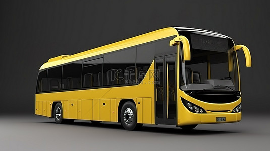 城市客运黄色巴士的 3d 渲染