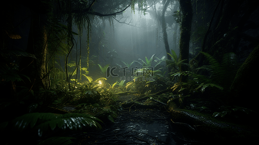风景框背景图片_森林热带植物风景树叶自然背景