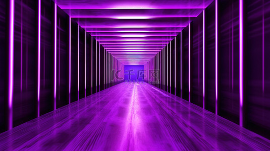 照亮黑暗背景图片_辐射紫色激光照亮黑暗空间 3D 渲染