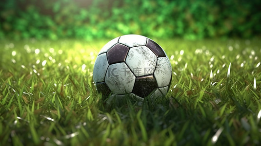 游戏比赛背景图片_郁郁葱葱的草地上足球比赛的 3d 渲染