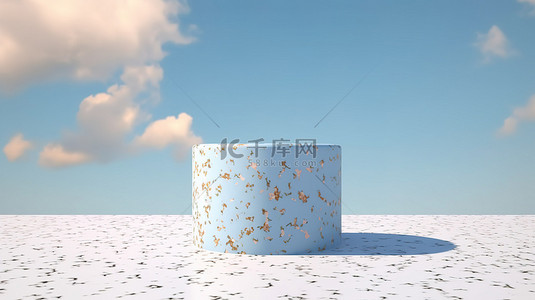 水磨石大理石基座的 3D 插图非常适合展示蓝天下的自然美景
