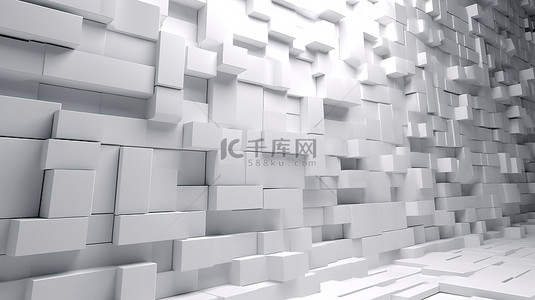 抽象背景中白砖墙的 3d 插图