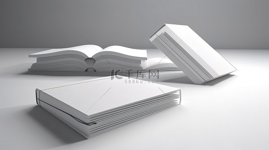 3d 中的空白笔记本页面在白色背景上呈现