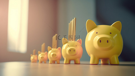 叙利亚风背景图片_以存钱罐的 3d 渲染为代表的叙利亚经济正增长