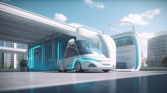 卡车和喷气机氢气站的 3D 渲染是可持续能源的下一个前沿