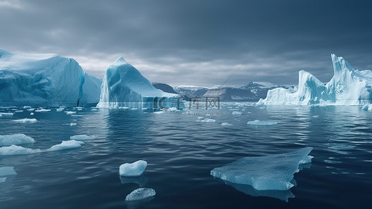 青海雪山背景图片_雄伟地漂浮在深海中的冰山的惊人 3D 可视化