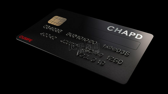 黑色价格标签背景图片_带有价格标签和文本的独立黑色信用卡的 3D 插图