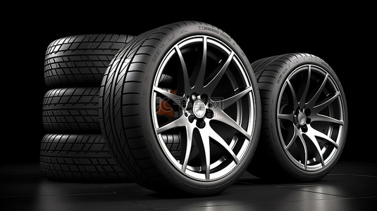 3d 渲染的跑车车轮和轮胎非常适合汽车零部件销售
