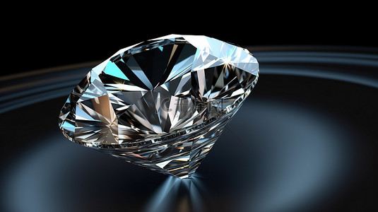 钻石黑金背景图片_3D 渲染钻石图像