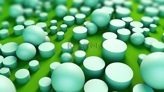 简单背景上绿点的精致 3D 几何插图，非常适合企业模板