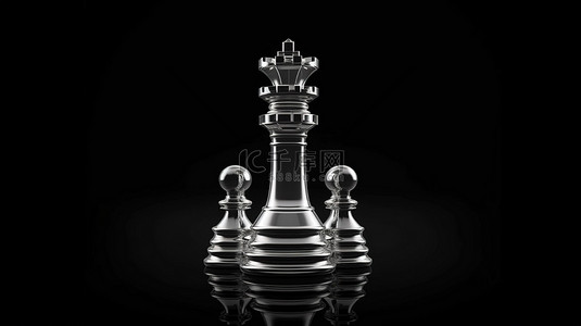 具有国际象棋塔和轮廓设计的游戏图标的单色 3D 渲染