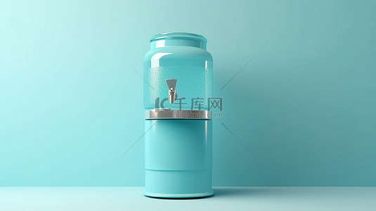 水壶背景图片_3d 创建的蓝色背景下的瓶顶饮水机