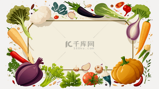 素背景背景图片_蔬菜浅色营养可口美味边框背景