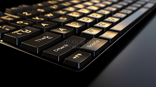 在商业和技术中取得胜利黑色键盘 3D 渲染与成功键
