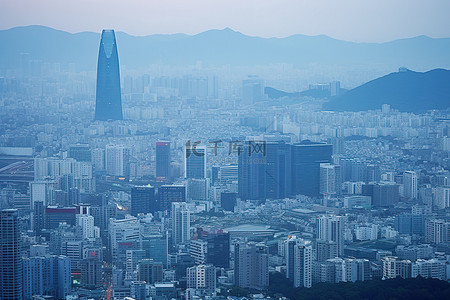 学风建设背景图片_首尔的山景城市建设