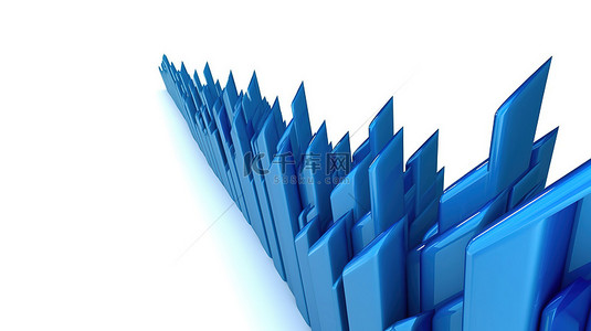 科技直背景图片_白色背景上向上指向的蓝色箭头的 3D 插图，带有用于复制的空白空间