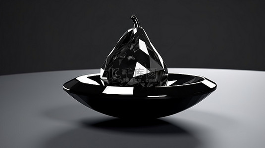 梨形黑钻石宝石的 3d 渲染