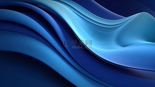 蓝色背景壁纸展示迷人的 3D 波浪图案
