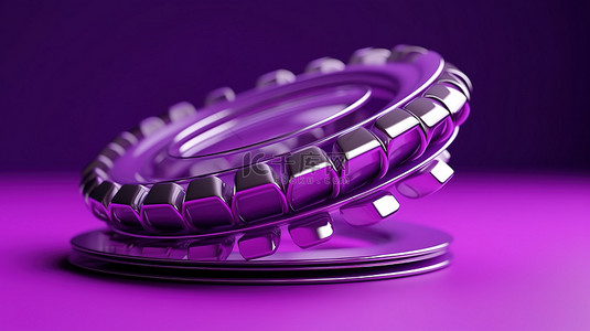 3D 渲染的紫色浮动日历组织者，带有圆环和文本空间